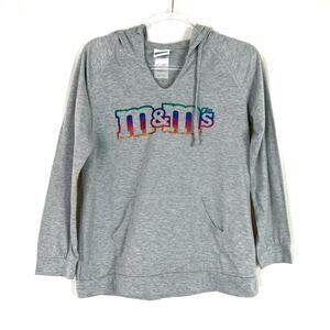 M&M's Gray Candy Logo Graphic Sweatshirt Hoodie Lightweight Junior's M
